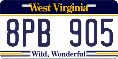 WV license plate 8PB905