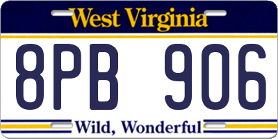 WV license plate 8PB906