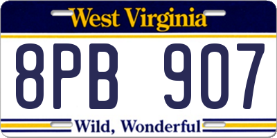 WV license plate 8PB907