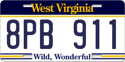 WV license plate 8PB911