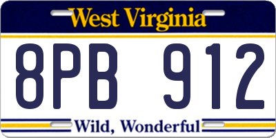 WV license plate 8PB912
