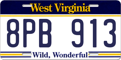WV license plate 8PB913