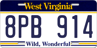 WV license plate 8PB914