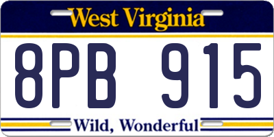 WV license plate 8PB915