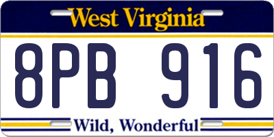 WV license plate 8PB916