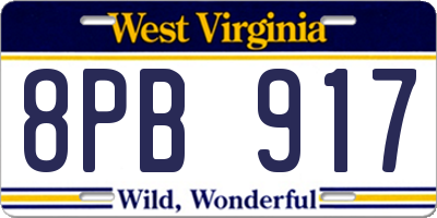 WV license plate 8PB917