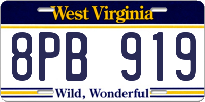 WV license plate 8PB919
