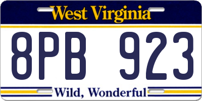 WV license plate 8PB923