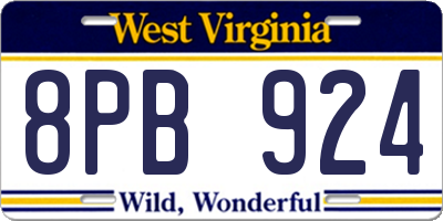 WV license plate 8PB924
