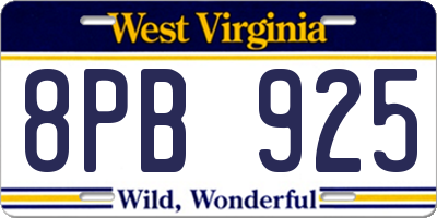WV license plate 8PB925