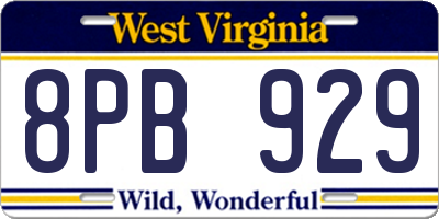 WV license plate 8PB929