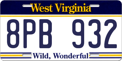 WV license plate 8PB932