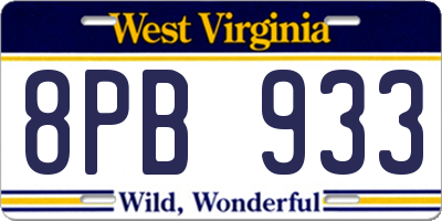 WV license plate 8PB933