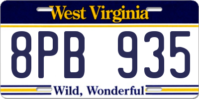 WV license plate 8PB935