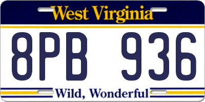 WV license plate 8PB936