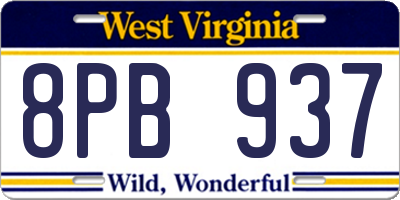 WV license plate 8PB937