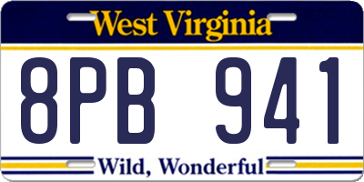 WV license plate 8PB941
