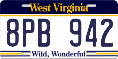 WV license plate 8PB942