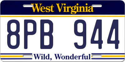 WV license plate 8PB944