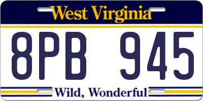 WV license plate 8PB945