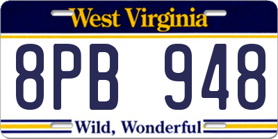 WV license plate 8PB948