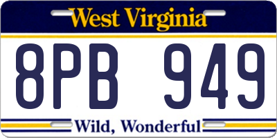 WV license plate 8PB949