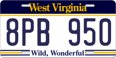 WV license plate 8PB950