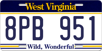 WV license plate 8PB951