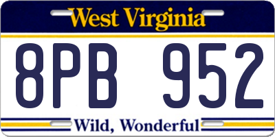 WV license plate 8PB952