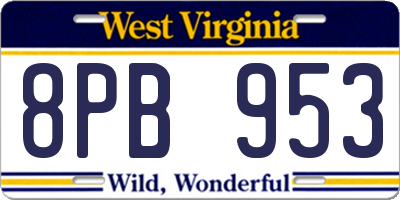 WV license plate 8PB953