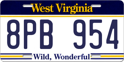 WV license plate 8PB954