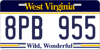 WV license plate 8PB955
