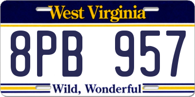 WV license plate 8PB957