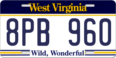 WV license plate 8PB960