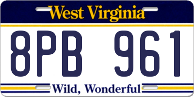 WV license plate 8PB961