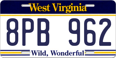 WV license plate 8PB962