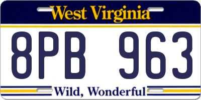 WV license plate 8PB963