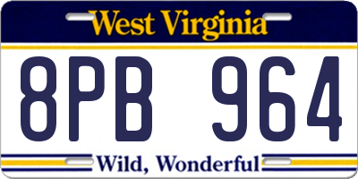 WV license plate 8PB964