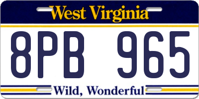 WV license plate 8PB965