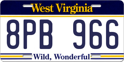 WV license plate 8PB966