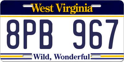 WV license plate 8PB967