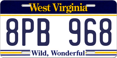 WV license plate 8PB968