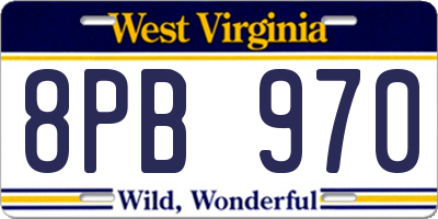 WV license plate 8PB970