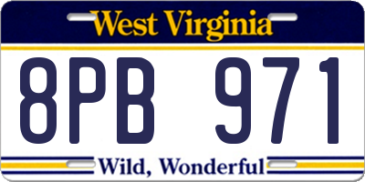 WV license plate 8PB971