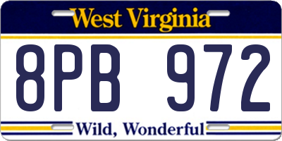WV license plate 8PB972