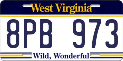 WV license plate 8PB973
