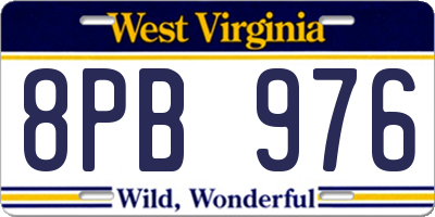 WV license plate 8PB976