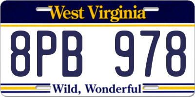 WV license plate 8PB978