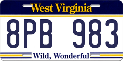 WV license plate 8PB983