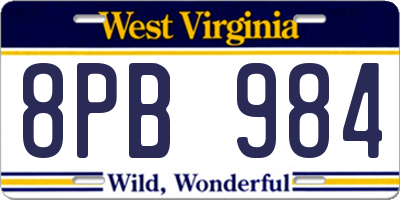 WV license plate 8PB984